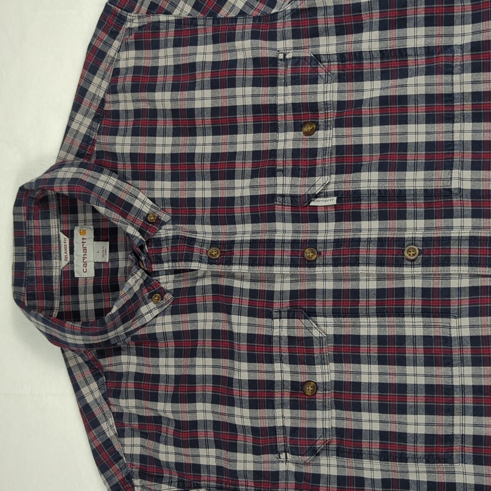 Carhartt Fort Plaid 100% Cotton Long Sleeve Button-down Mens Shirt Size Large